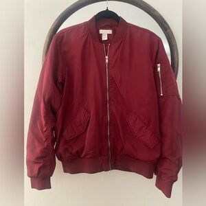 H&M Burgundy Red Bomber Jacket